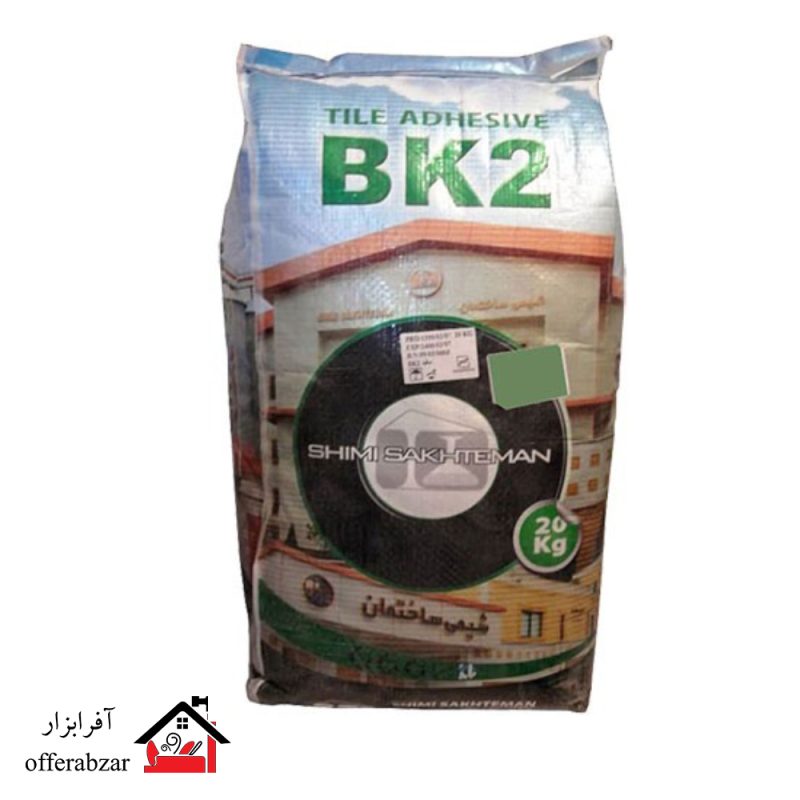 چسب کاشی پودری شیمی ساختمان کد BK2 سفید وزن 20 کیلوگرم (کیسه)